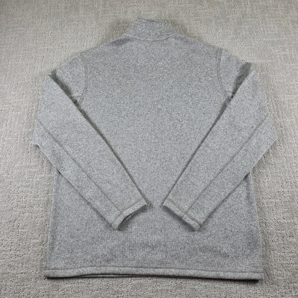 Eddie Bauer Mens Large Gray Heathered Quarter Zip Fleece Pullover Sweater Hiking